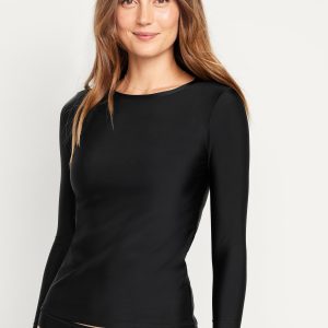 Long-Sleeve Matte Rashguard Swim Top