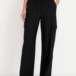 High-Waisted SleekTech Wide-Leg Cargo Pants