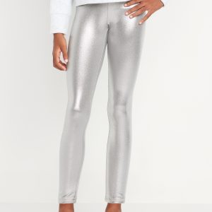 Shiny Foil Print Leggings for Girls