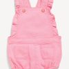 Ruffle-Trim Twill Pocket Shortalls for Baby