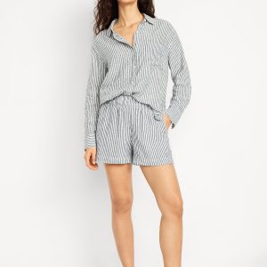 High-Waisted Linen-Blend Shorts -- 3.5-inch inseam