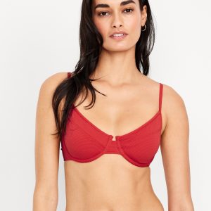Textured Underwire Balconette Swim Top