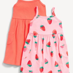 Sleeveless Pocket Jersey-Knit Fit and Flare Dress for Toddler Girls