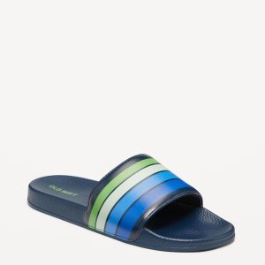 Gender-Neutral Faux-Leather Pool Slide Sandals for Kids