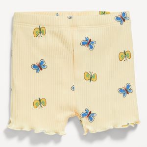 Ribbed Lettuce-Edge Biker Shorts for Baby
