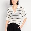 Open-Stitch Polo Sweater