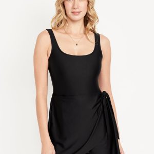 Matte Side-Tie Swim Dress