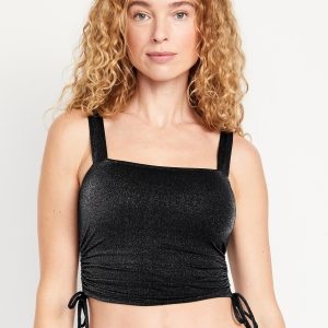 Ruched Longline Shine Swim Top