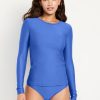 Long-Sleeve Matte Rashguard Swim Top