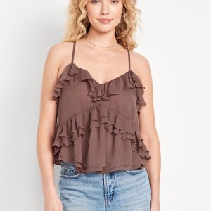 Strappy Ruffled Chiffon Top
