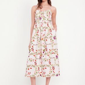 Fit & Flare Tie-Front Midi Dress