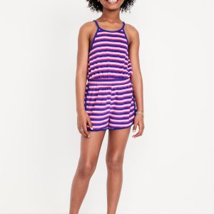 Waist-Defined Terry Romper for Girls