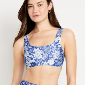 Matte Scoop-Neck Bikini Swim Top