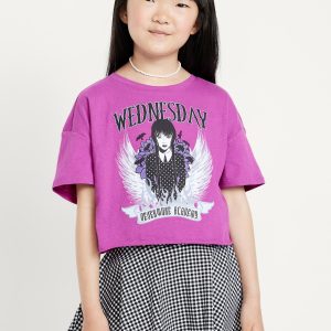 Wednesday™ Oversized Cropped Graphic T-Shirt for Girls