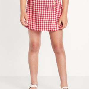 Wrap-Front Linen-Blend Skort for Girls