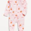 2-Way-Zip Sleep & Play Ruffle-Shoulder Footed One-Piece for Baby