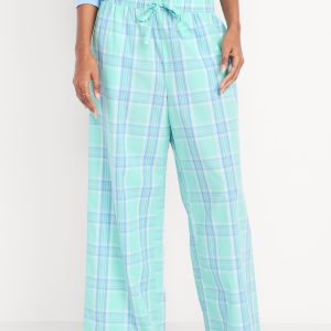 Poplin Wide-Leg Pajama Pants