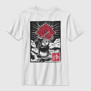 Kung Fu Panda Panda Woodcut Gender-Neutral Graphic T-Shirt for Kids