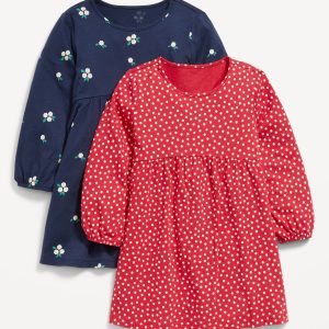 Long-Sleeve Fit and Flare Dress 2-Pack for Toddler Girls