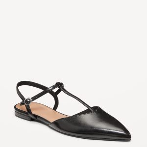 Faux-Leather Mary Jane T-Strap Flats for Women