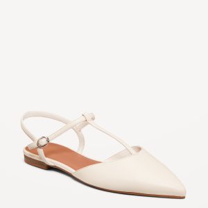 Faux-Leather Mary Jane T-Strap Flats for Women