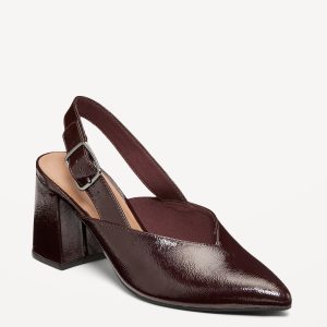 Faux-Leather Slingback Heels for Women