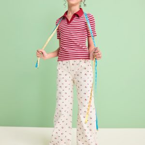 Printed High-Waisted Baggy Wide-Leg Jeans for Girls