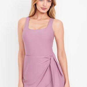 Matte Side-Tie Swim Dress
