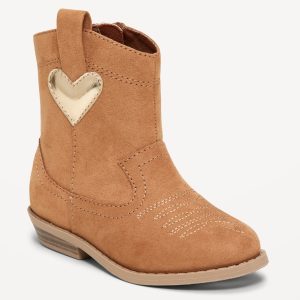 Faux-Suede Side-Zip Western Boots for Toddler Girls