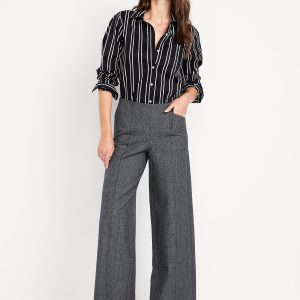 High-Waisted Pull-On Pixie Wide-Leg Pants
