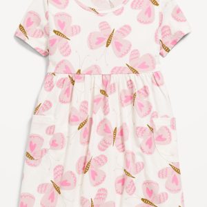 Printed Jersey-Knit Short-Sleeve Dress for Toddler Girls