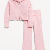 CozePlush Zip Hoodie and Flare-Leg Pants Set for Girls